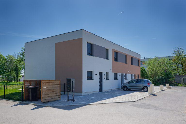 Photo de l'un des trois pavillons du lotissement Vert Village à Kingersheim.